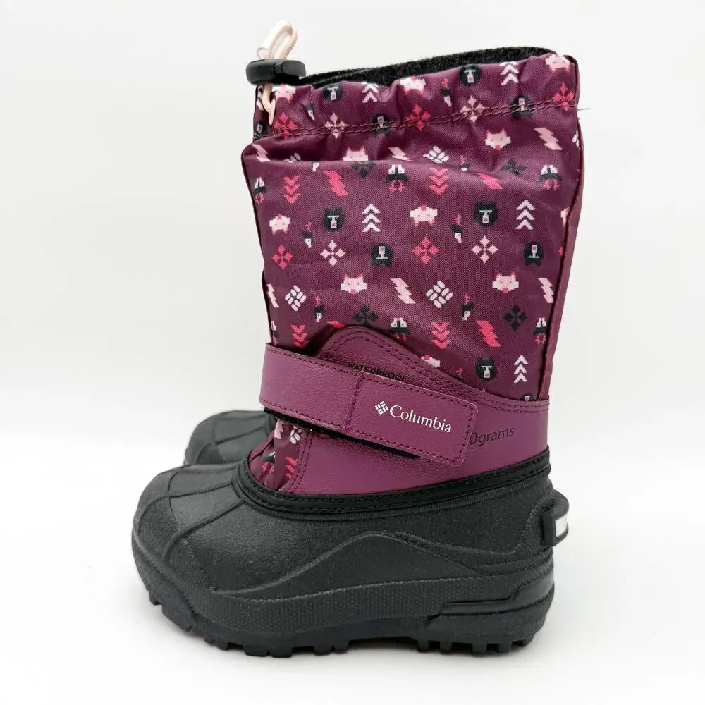 Columbia Girls Powderbug Forty Winter Boots US 9 Purple Waterproof Insulated NIB